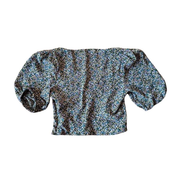 ASTR The Label Bubble Sleeve Blouse Crop Top Olive Lilac Ditsy Size XS - Picture 5 of 9